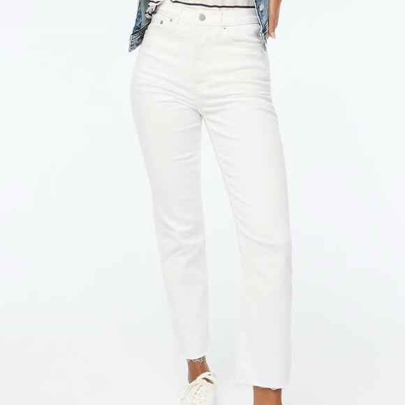 J. Crew 30 Petite White Signature Stretch Stovepipe Straight Jeans 30P - Picture 1 of 5